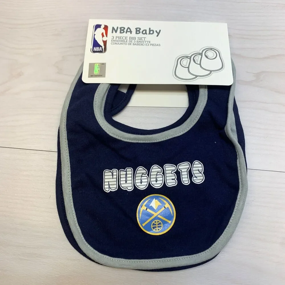 NBA Nuggets Basketball Unisex Baby Bib Infant Newborn 3 - Piece Set One Size
